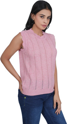 Ruarx Casual Self Design Women Pink Top