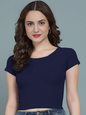Kashonaa Casual Solid Women Dark Blue Top