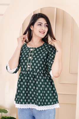 Sammarsa Casual Printed Women Dark Green, White Top