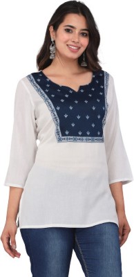 Pankti Creation Casual Printed Women White, Dark Blue, Light Blue Top