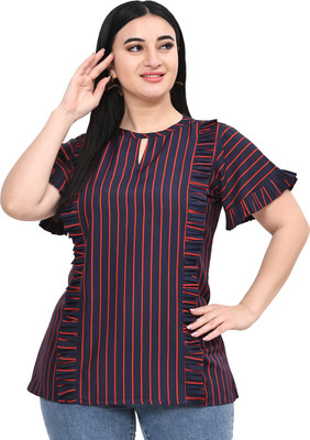 SAWARIYA-G Casual Striped Women Dark Blue, Red Top