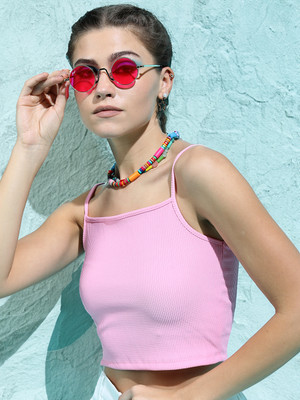 Tokyo Talkies Casual Solid Women Pink Top