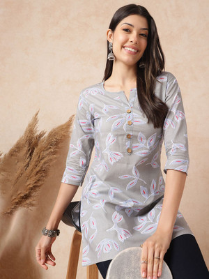 Janakdulari fashion Formal Printed Women Grey Top