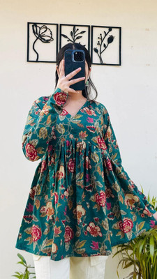 ENTVIS Casual Printed Women Green Top
