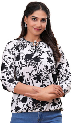 ANIHA Party Printed Women Multicolor, Maroon Top