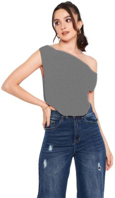 jovo Casual Solid Women Grey Top