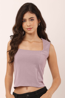 TRUSTROW Casual Solid Women Purple Top