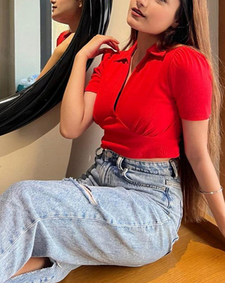 Istyle Can Casual Solid Women Red Top