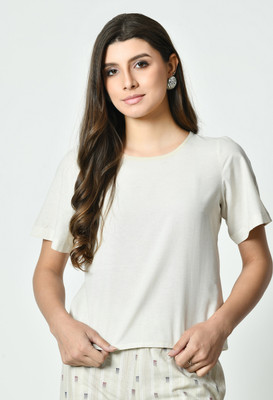 ALL WAYS YOU Casual Solid Women White Top