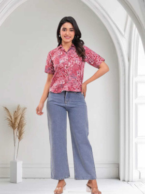 Labhanshi Creation Casual Printed Women Red Top