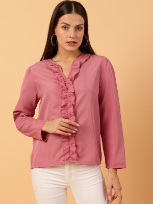 Neesh Casual Solid Women Pink Top