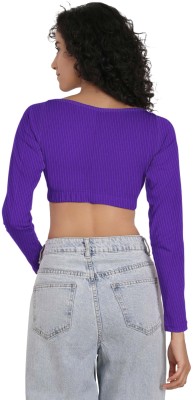 jovo Casual Solid Women Purple Top