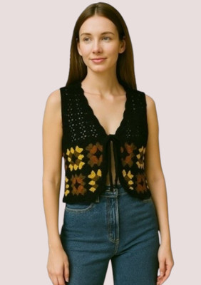 Emprace Casual Self Design Women Black Top