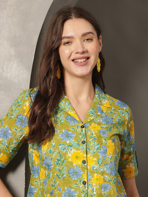Varun Handicraft Formal Printed Women Green Top