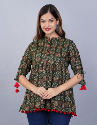 Sundar Dhage Casual Printed Women Green Top