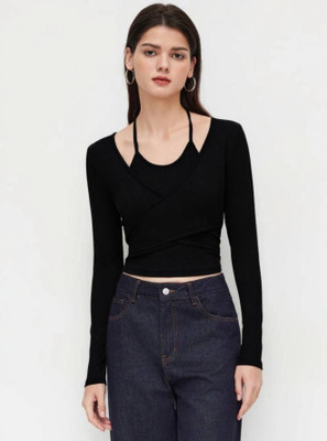 Istyle Can Casual Solid Women Black Top