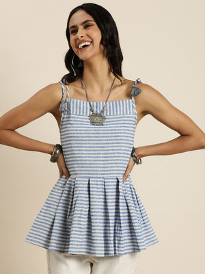 Taavi Casual Striped Women Blue, White Top