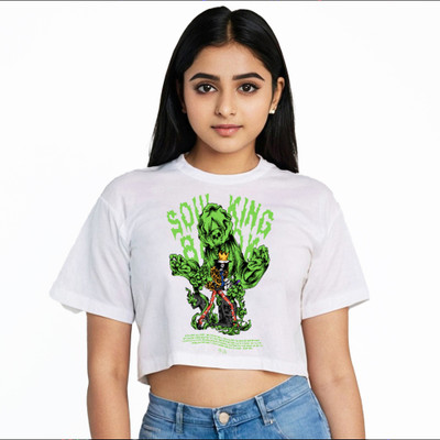 Ninjathreads Casual Printed, Solid Women White Top