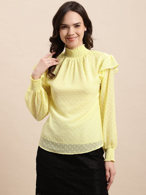 CORSICA Casual Self Design Women Yellow Top