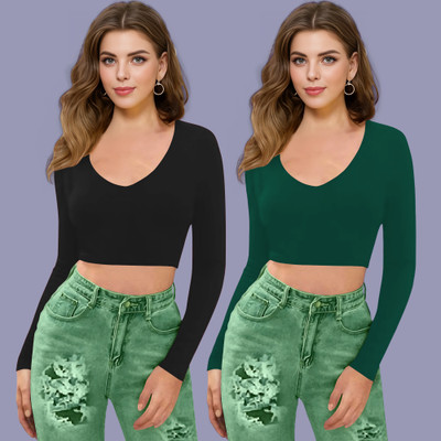 Kashonaa Casual Solid Women Green Top