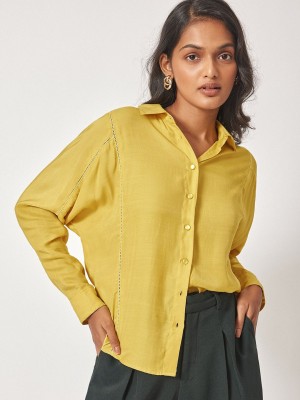 The Label Life Casual Solid Women Yellow Top