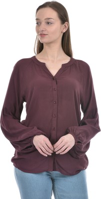 NUMERO UNO Casual Solid Women Maroon Top