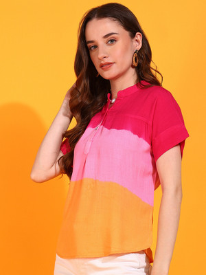 PinkTribe Casual Tie & Dye Women Multicolor Top