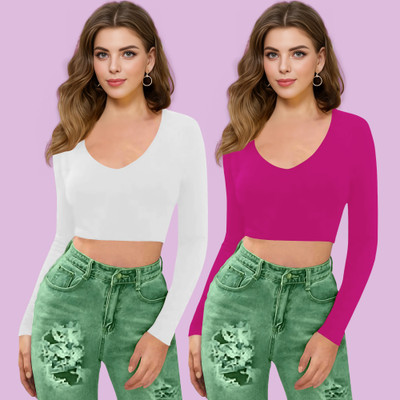 NAVYANKAA Casual Solid Women Pink Top