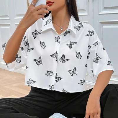 LookRange Casual Printed Women White, Black Top