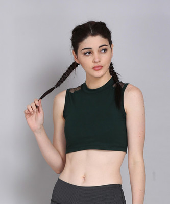The Dance Bible Casual Sleeveless Solid Women Dark Green Top