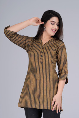 METRONAUT Casual Striped Women Yellow Top