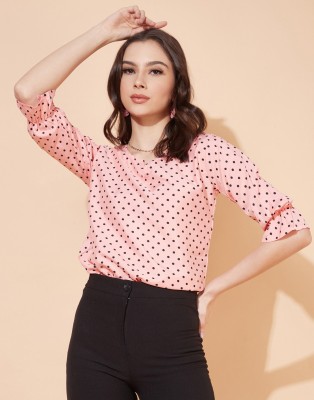 Selvia Casual Printed Women Pink Top