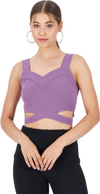 KIBO Casual Solid Women Purple Top