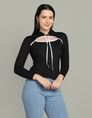 IESHNE LIFESTYLE Casual Solid Women Black Top