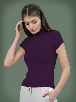 NAVYANKAA Casual Solid Women Purple Top