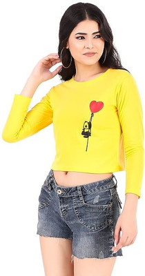 karan gupta Casual Printed Women Yellow Top