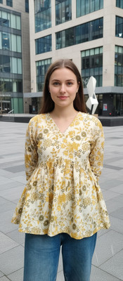 Shree varsha creation Casual Floral Print Women White Top