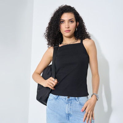 SF Jeans by Pantaloons Casual Solid Women Black Top