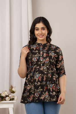 Vivan Enterprises Casual Printed Women Black, Red Top