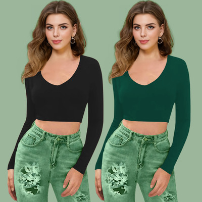 Kashonaa Casual Solid Women Green Top