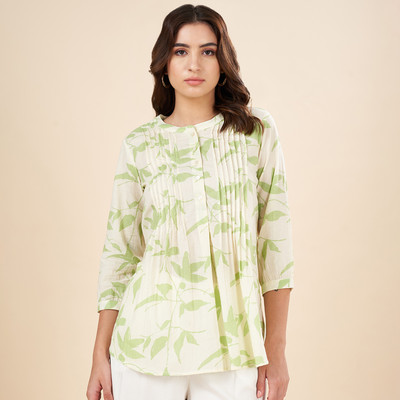 Akkriti by Pantaloons Casual Printed Women Green Top
