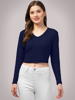 Maheshvi Casual Solid Women Dark Blue Top