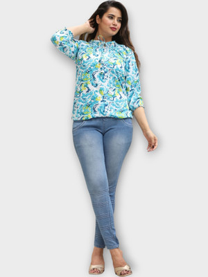 TRUSTED ENTERPRISES Casual Printed Women Blue Top