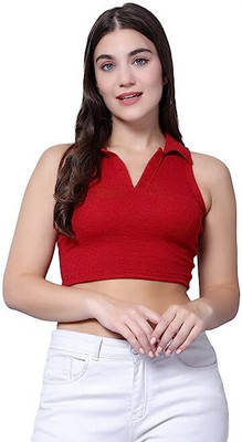 Rzlecort Casual Solid Women Red Top