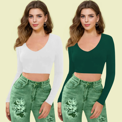 Kashonaa Casual Solid Women Green Top