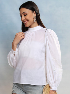 Vishudh Casual Embroidered Women White Top