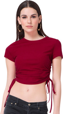 Baawdi Casual Solid Women Maroon Top