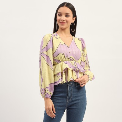 MADAME Casual Printed Women Yellow Top