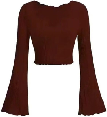 Sovi fashion Casual Solid Women Maroon Top