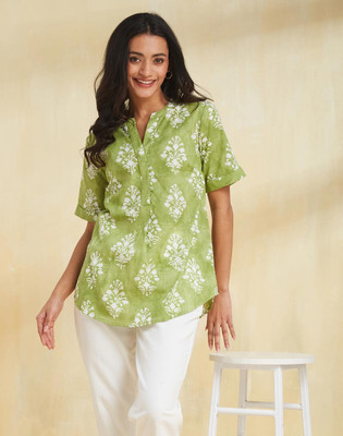 Fabindia Casual Printed Women Green Top